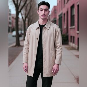 London Fog menswear classic trench coat with zip-out liner hidden button Medium